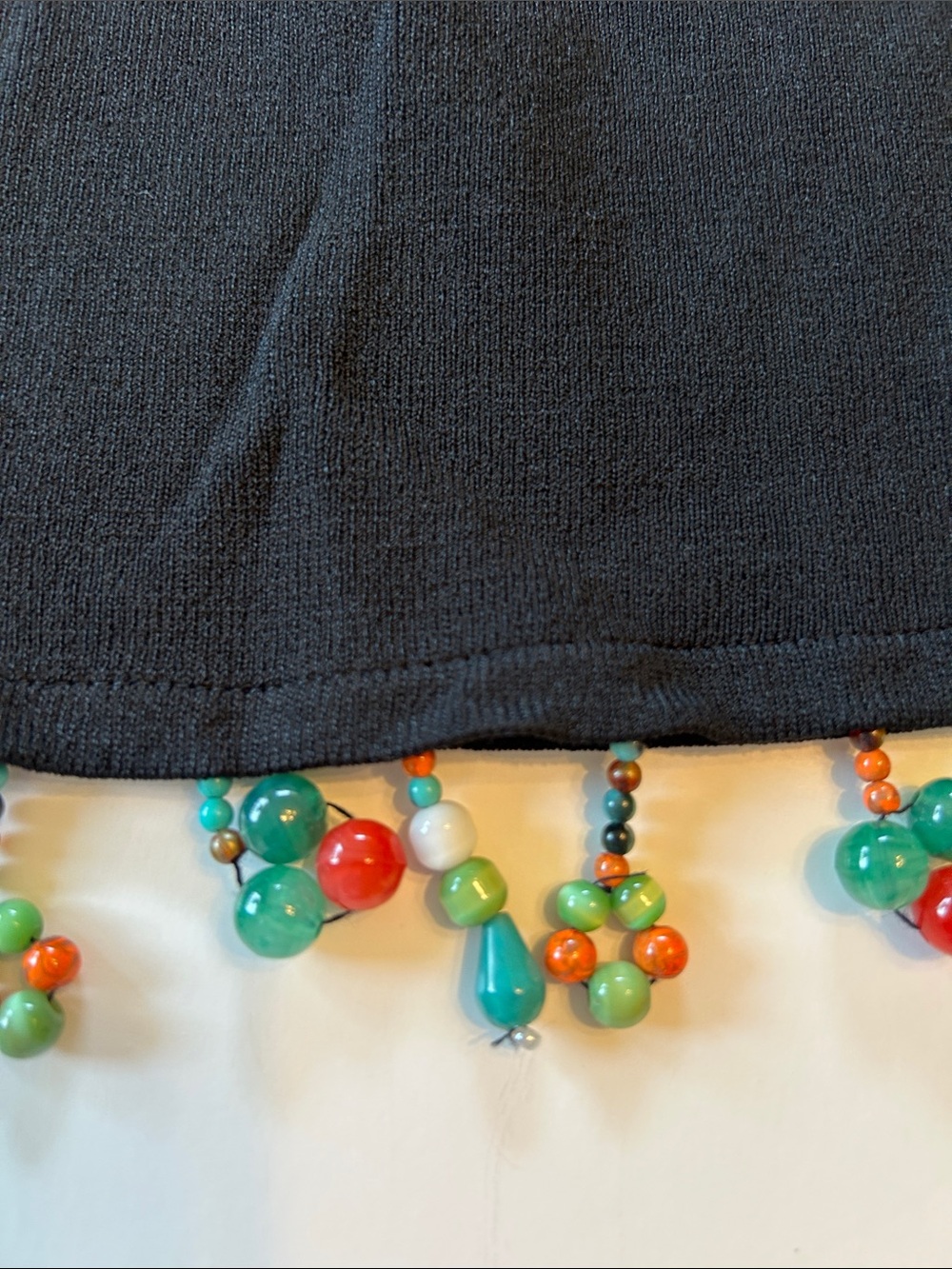 Joseph A. Black Scoop Neck 3/4-Sleeve Top with Multicolor Beaded Hem - Picture 5 of 5